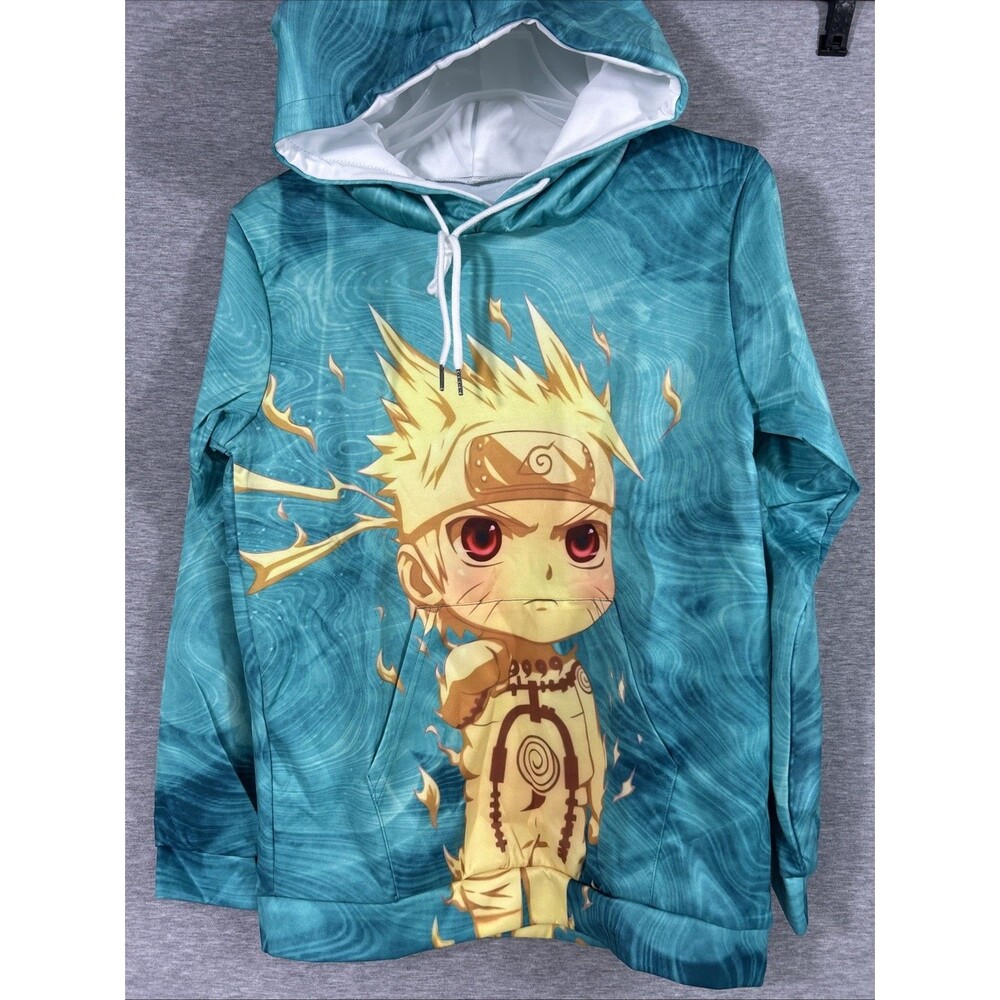 Naruto Hoodie, Men’s Small, Teal & Yellow, New Without Tags, Read Des.